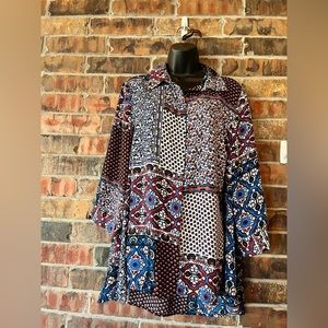Valerie Stevens Boho style Long Sleeve Button Up Top Women’s Size:1X